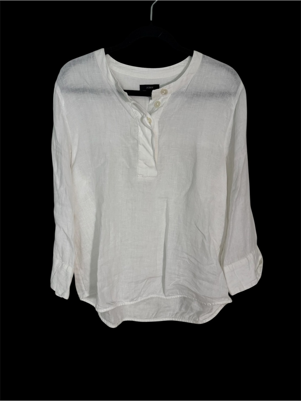 J. Crew White Linen Henley Tunic